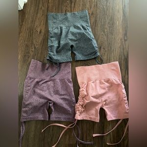 three scrunch shorts